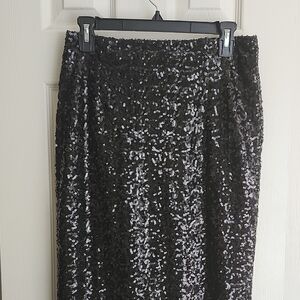 Halogen Black Sequin Pencil Skirt